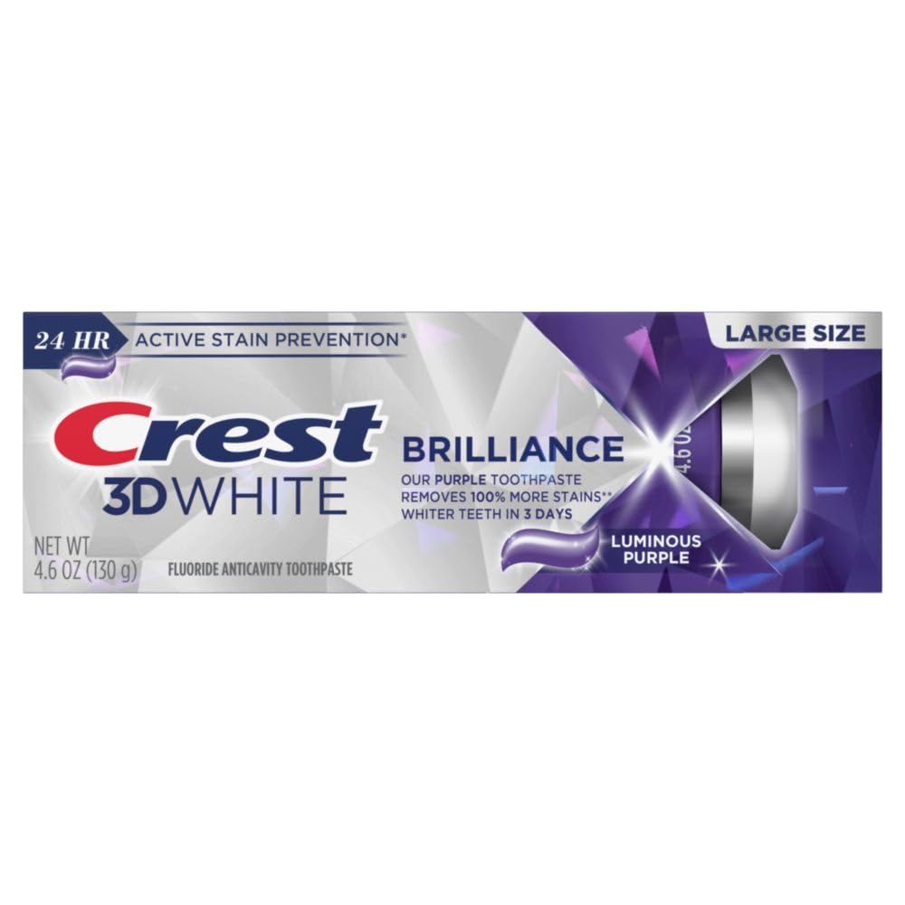 Crest 3D White Brilliance Luminous Purple balinanti dantų pasta, 3 vnt.