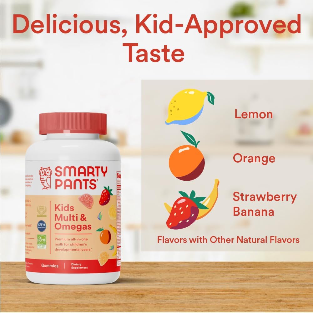 Smartypants Kids Multivitamin Gummies: Omega 3 Fish Oil (EPA/DHA), Vitamin D3, C, Vitamin B12, B6, Vitamin A, K & Zinc
