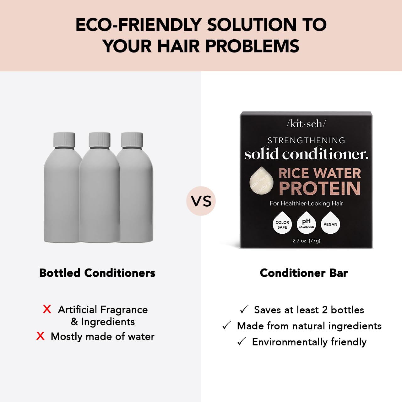 Kitsch Ryžių vandens kietasis šampūnas ir kondicionierius