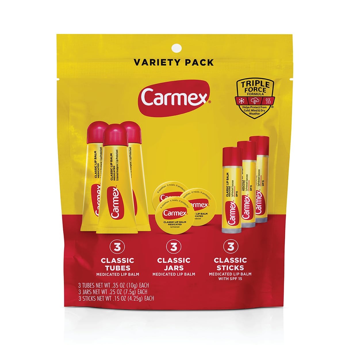 Carmex lūpų priežiūros priemonių rinkinys, 9 vnt.