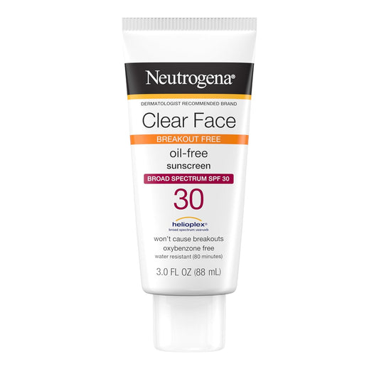 Neutrogena Clear Face apsauginis nuo saulės losjonas į spuogus linkusiai odai, SPF 30