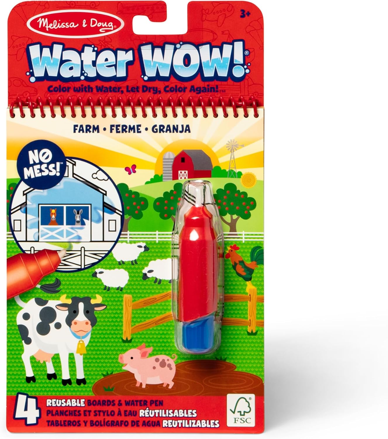 Melissa & Doug on the Go Water Wow! Daugkartinio naudojimo spalvinimo knygelė su vandens rašikliu vaikams