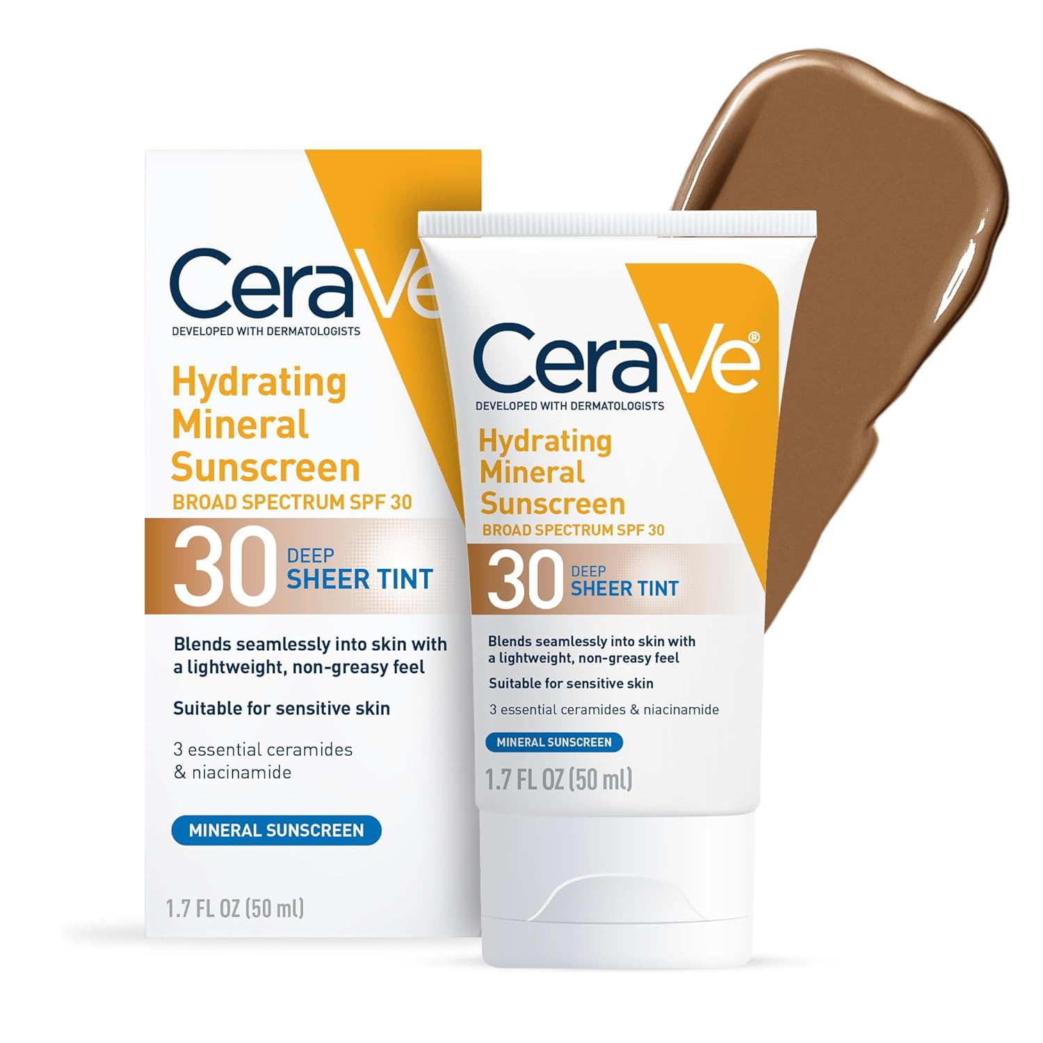 Cerave drėkinanti mineralinė apsauga nuo saulės su spalva, SPF 30