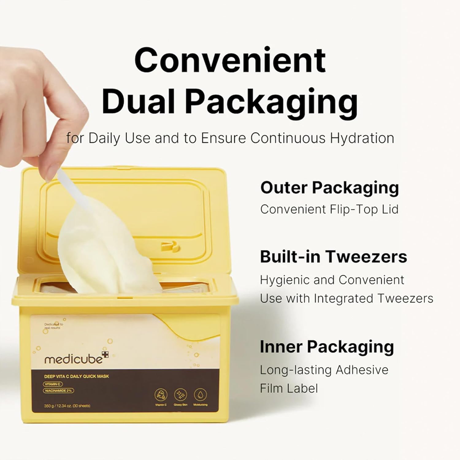 Medicube Deep Vita C kasdienės veido kaukės, 30 vnt.