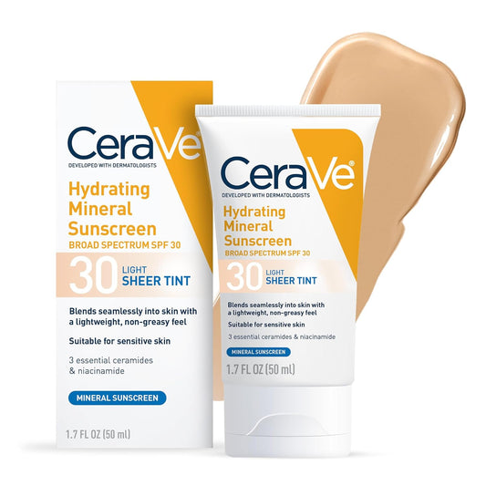 Cerave drėkinanti mineralinė apsauga nuo saulės su spalva, SPF 30
