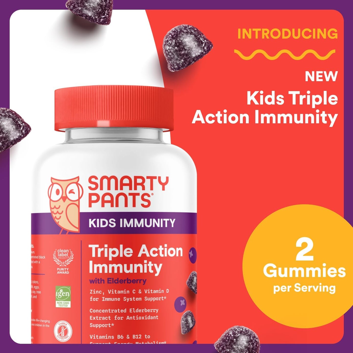 Smartypants Kids Immunity šeivamedžio uogų guminukai vaikams