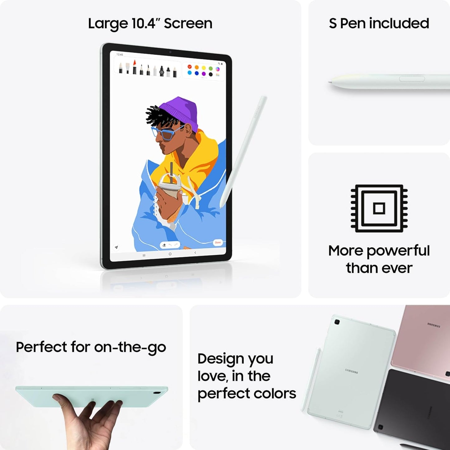 Samsung Galaxy Tab S6 Lite (2024) 10.4" Android Student Tablet, S Pen for Note-Taking, Gaming Ready, Long Battery Life, Expandable Storage, US Version, Mint, Amazon Exclusive