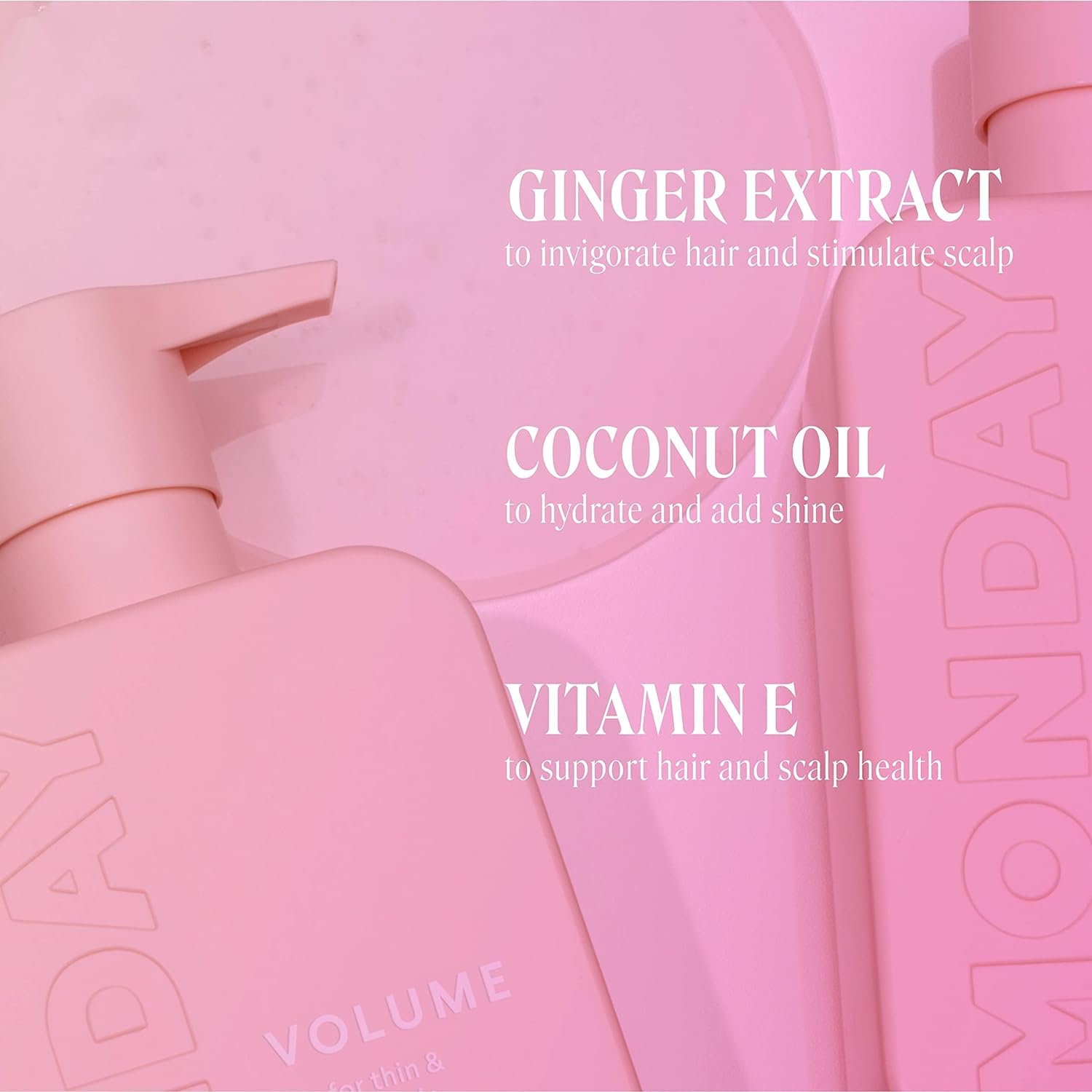 MONDAY HAIRCARE Volume Shampoo + Conditioner Set (2 Pack) for Thin, Fine, and Oily Hair, Made from Coconut Oil, Ginger Extract, & Vitamin E, 100% Recyclable Bottles