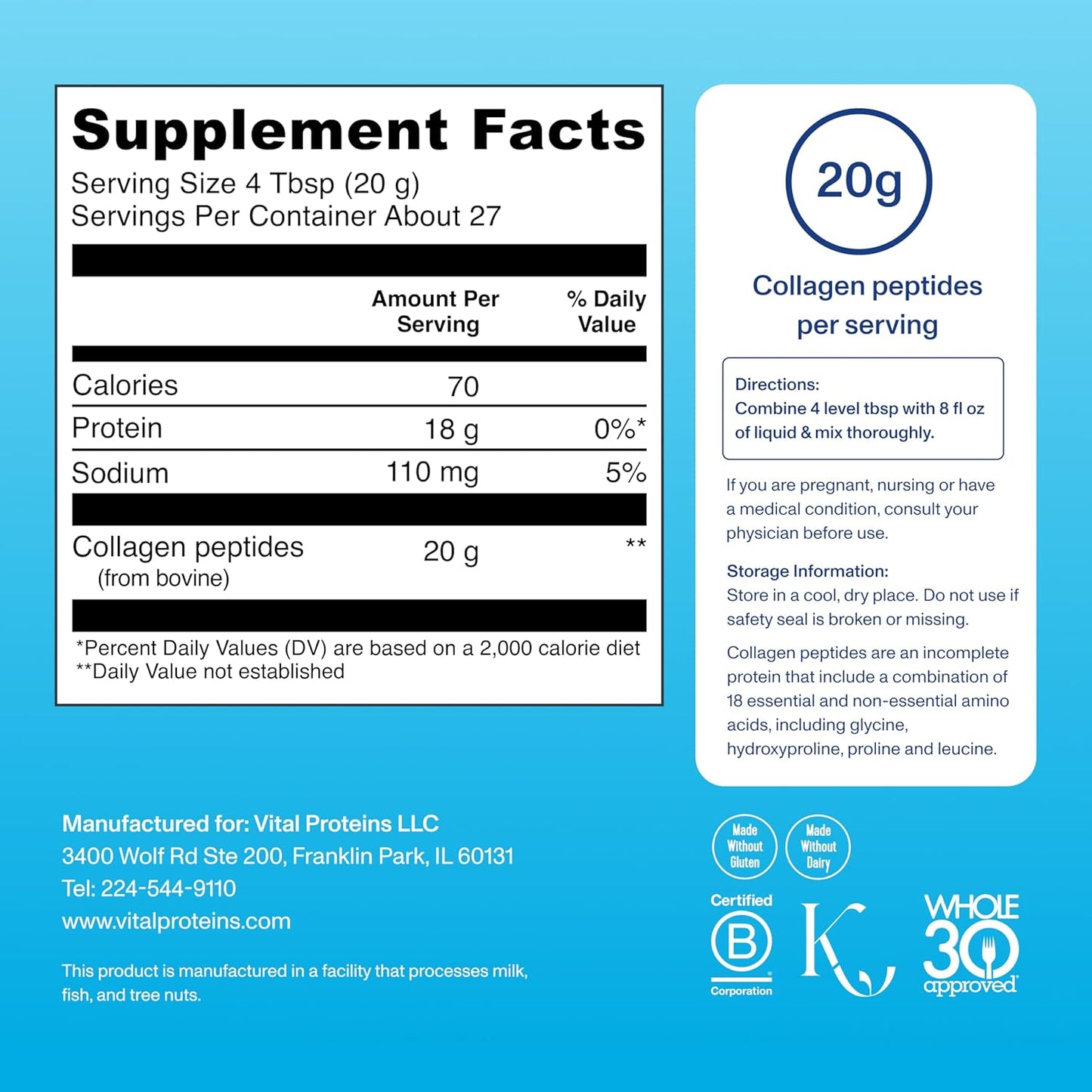 Vital Proteins Kolageno peptidų milteliai