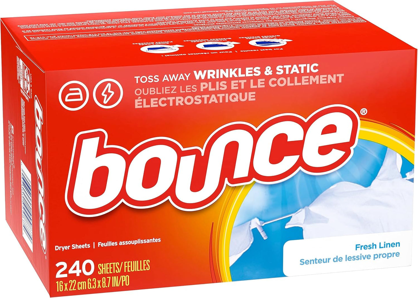 Bounce džiovyklės servetėlės, skalbinių audinių minkštiklis, 240 vnt.