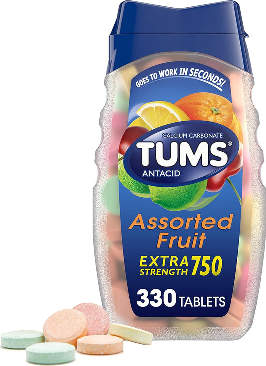 TUMS kramtomosios antacidinės tabletės, kad sumažintų rėmenį