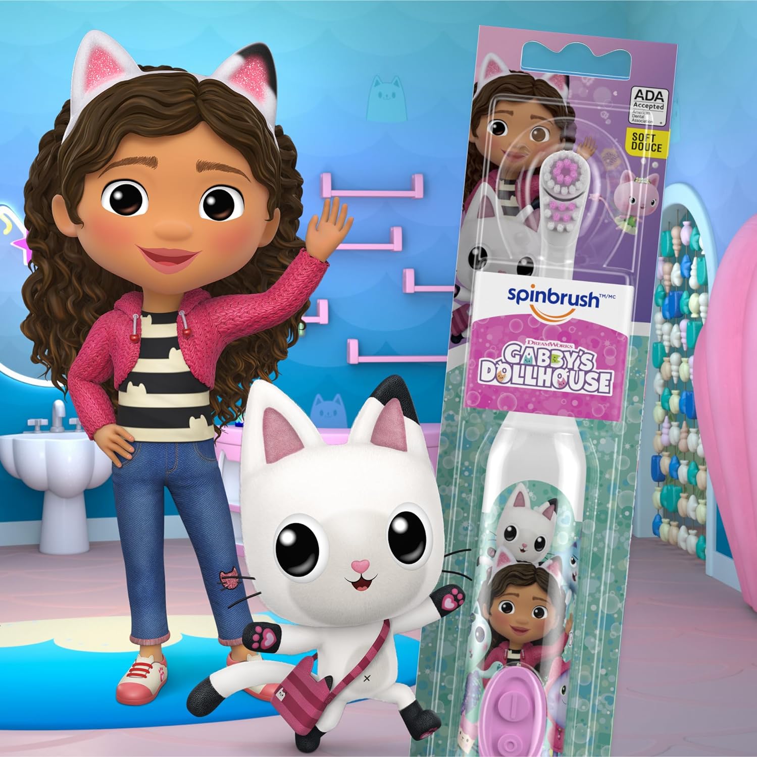 Spinbrush Gabby'S Dollhouse Kids Electric Battery Toothbrush