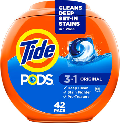 Tide PODS 3 viename skalbimo kapsulės – dėmių valiklis, kvapų neutralizatorius ir spalvų apsauga, 42 vnt.