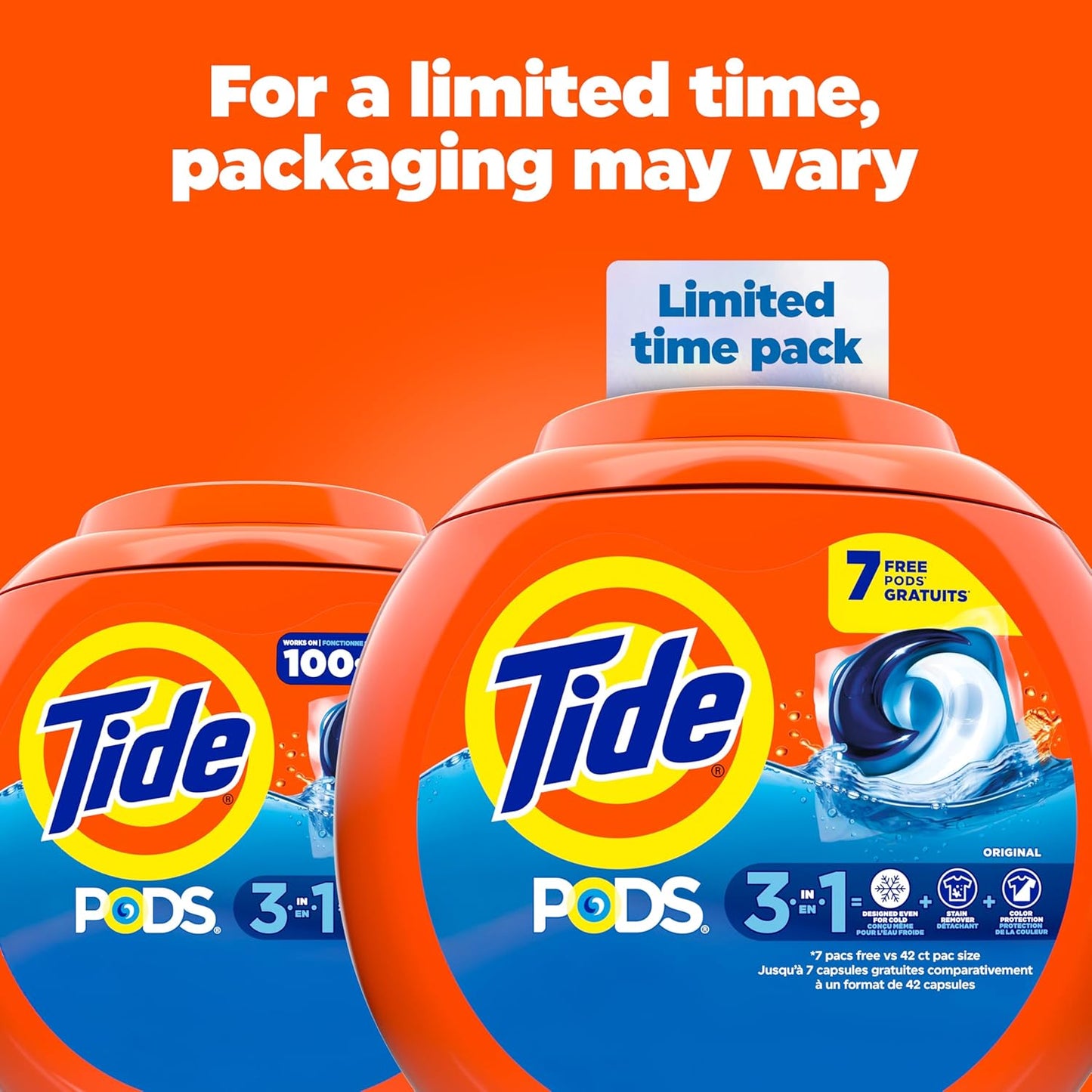 Tide PODS 3 viename skalbimo kapsulės – dėmių valiklis, kvapų neutralizatorius ir spalvų apsauga, 42 vnt.