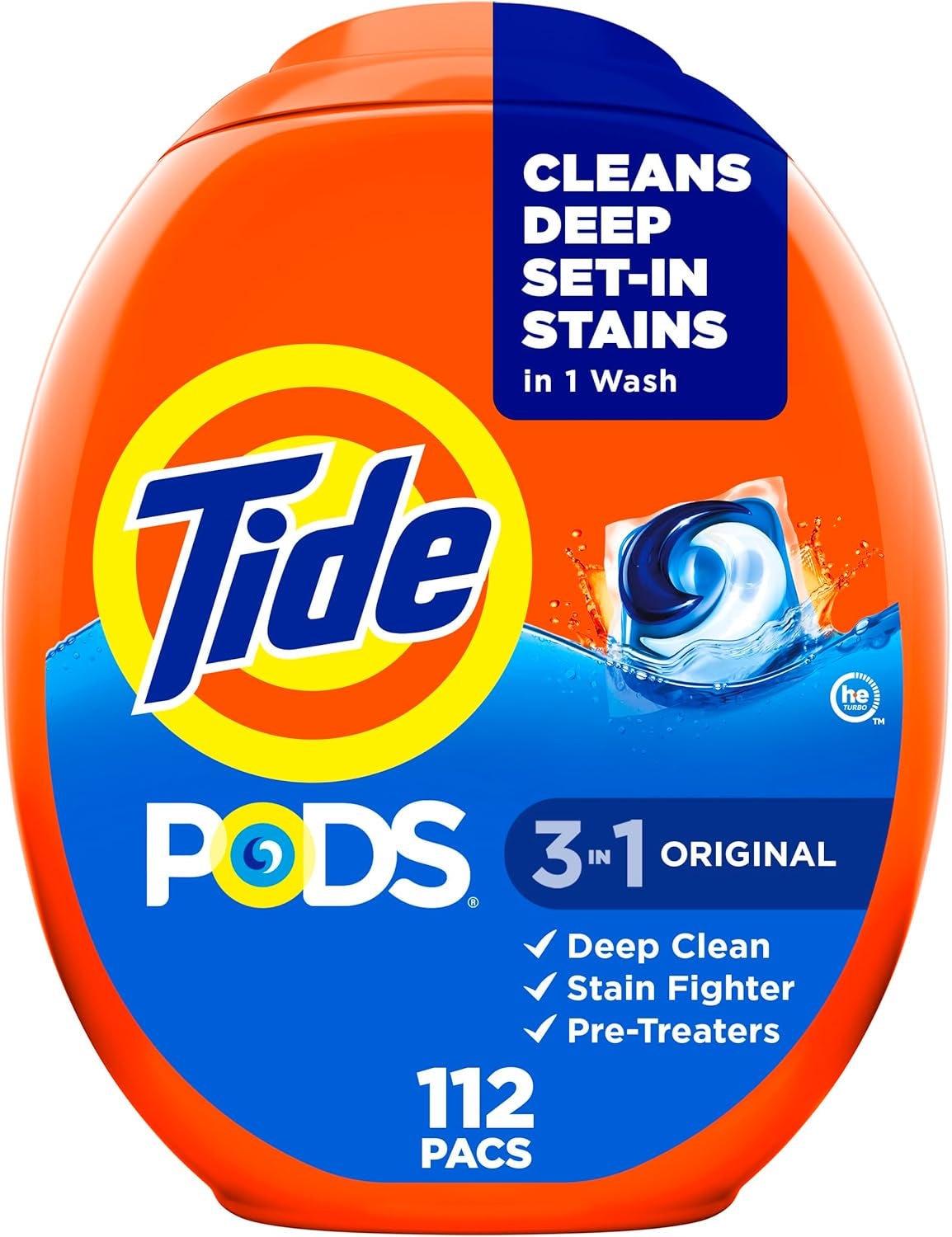 Tide PODS 3 viename skalbimo kapsulės – dėmių valiklis, kvapų neutralizatorius ir spalvų apsauga, 42 vnt.