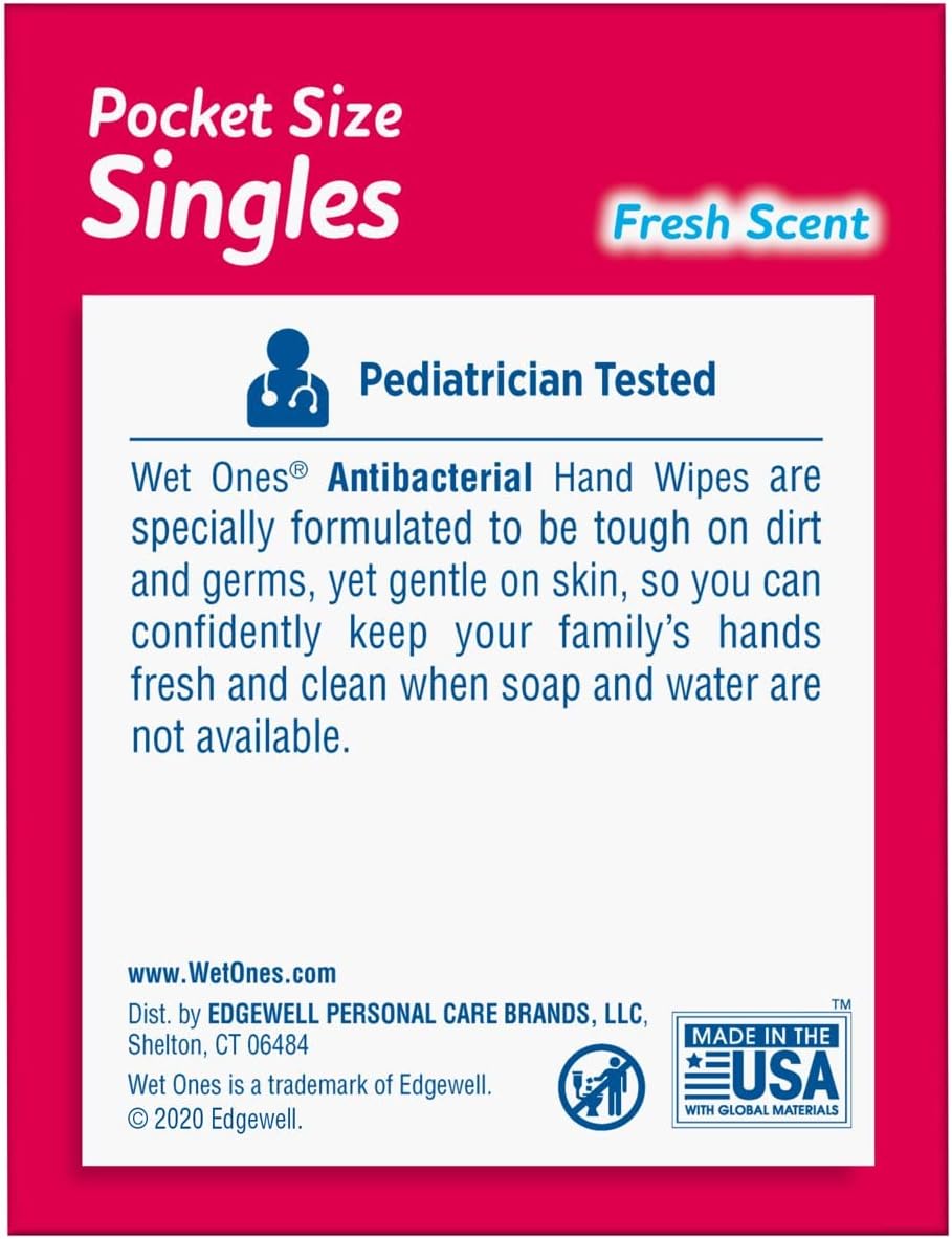 Wet Ones Singles Antibakterinės valomosios servetėlės ​​– 1 dėžutė, 24 vnt.