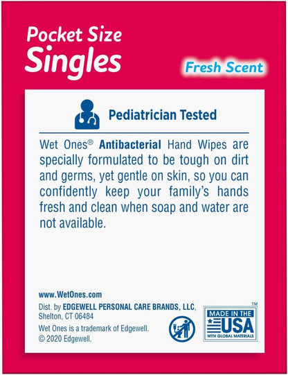 Wet Ones Singles Antibakterinės valomosios servetėlės ​​– 1 dėžutė, 24 vnt.
