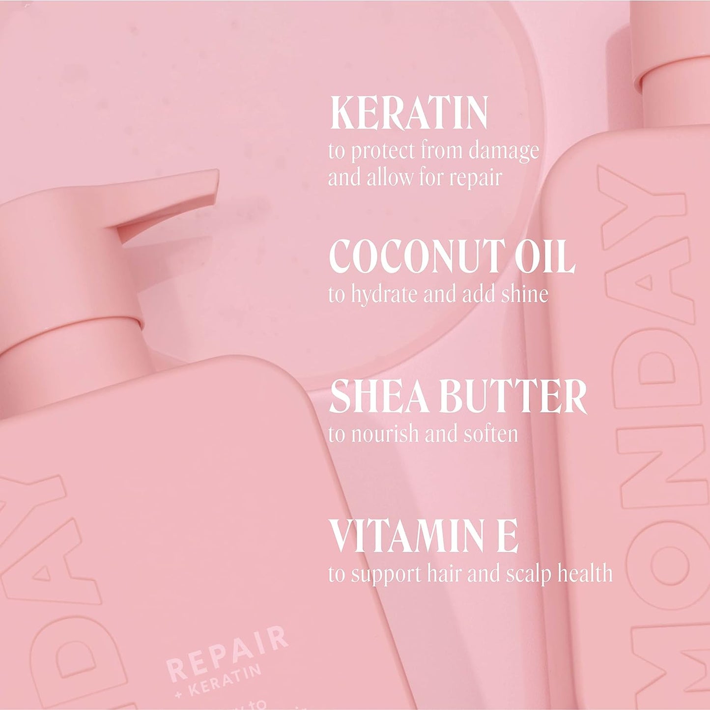 MONDAY HAIRCARE Repair Shampoo and Conditioner Set for Dry to Damaged Hair, Made with Keratin, Coconut Oil, Shea Butter and Vitamin E