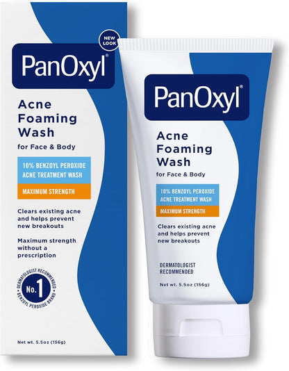 Panoxyl Putojantis prausiklis nuo spuogų, 10 % stiprumo benzoilo peroksidas, antimikrobinis