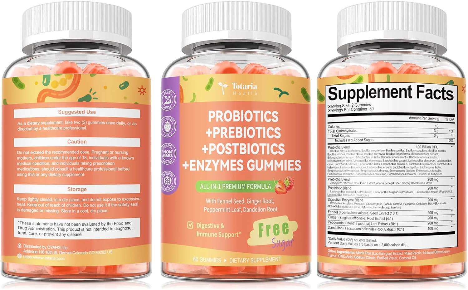 5-IN-1 probiotikai prebiotikai postbiotikai guminukai be cukraus