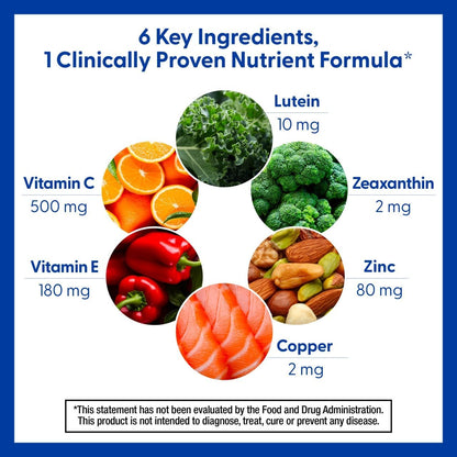 PreserVision AREDS 2 vitaminų ir mineralų papildas akims su liuteinu, zeaksantinu, vitaminais C ir E, cinku bei variu, 130 minkštųjų kapsulių