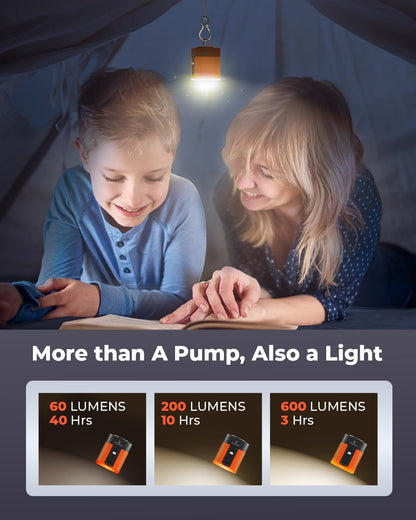 ETENWOLF AIR 3 Pripučiamų atributų oro pompa su 2600 mAh baterija ir stovyklavimo apšvietimu