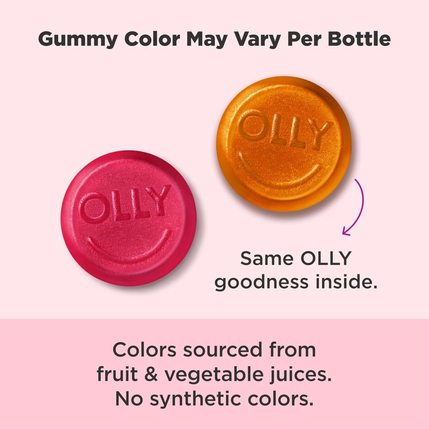OLLY Undeniable Beauty plaukų, odos ir nagų guminukai, 2500 mcg biotino, su keratinu ir vitaminu C, greipfrutų skonio