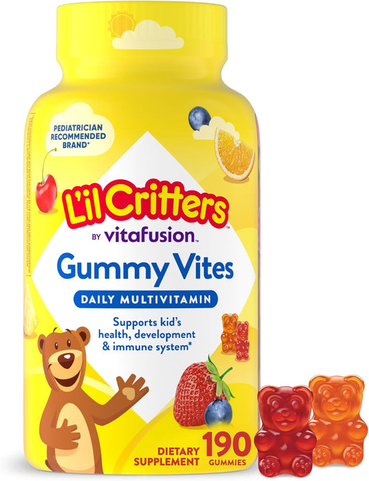 L’il Critters Gummy Vites kasdieniai multivitaminų guminukai vaikams su vitaminais C, D, A ir E, 190 guminukų