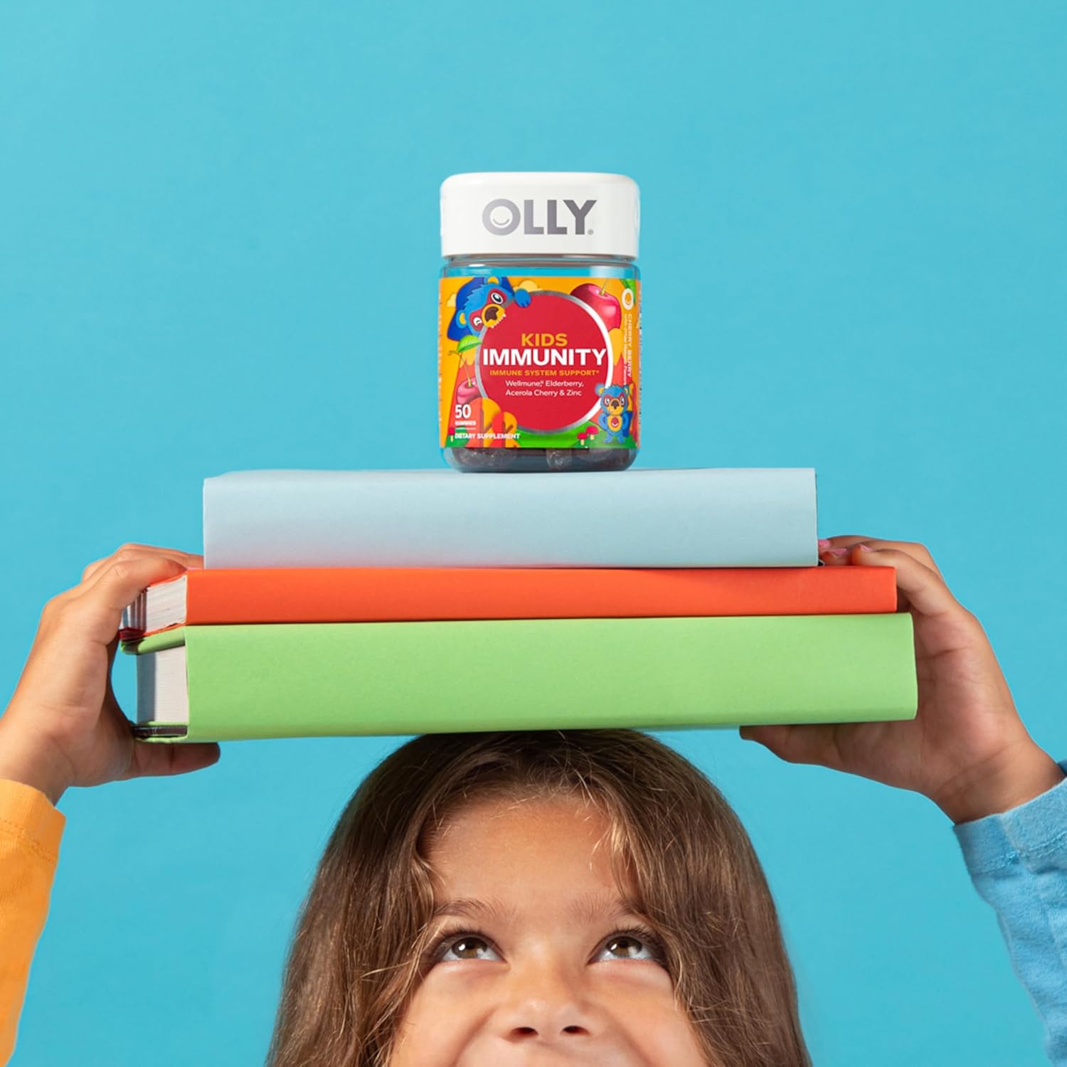 OLLY Kids Immunity guminukai vaikams su šeivamedžiu, vitaminu C ir cinku, imuninės sistemos palaikymui, 50 guminukų
