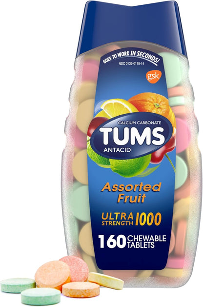 TUMS Ultra Strength kramtomosios tabletės nuo rėmens ir rūgštingumo, vaisių skonio, 160 vnt.