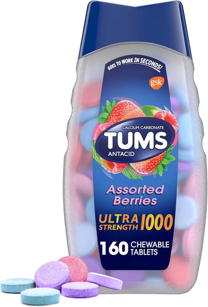 TUMS Ultra Strength kramtomosios tabletės nuo rėmens ir rūgštingumo, vaisių skonio, 160 vnt.