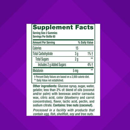 Vitafusion Extra Strength melatonino guminukai, 5 mg, 120 guminukų