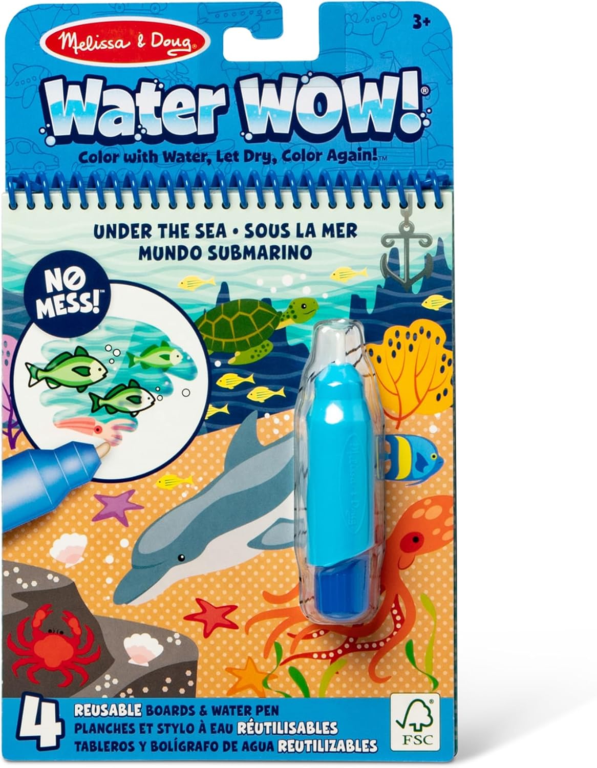 Melissa & Doug on the Go Water Wow! Daugkartinio naudojimo spalvinimo knygelė su vandens rašikliu vaikams