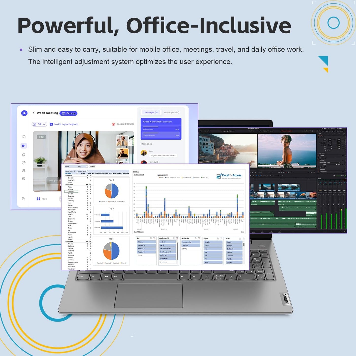 Lenovo Laptop 40GB DDR4 RAM, 1TB Pcie SSD, Wifi 6, Bluetooth, 15.6" FHD, Type-C, HDMI, Iron Grey, Windows 11 Pro, Wendbo