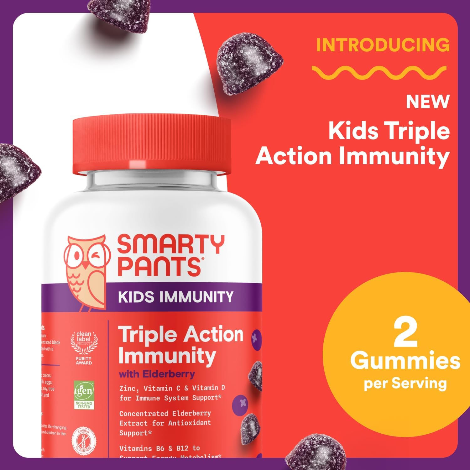 Smartypants Kids Immunity šeivamedžio uogų guminukai vaikams