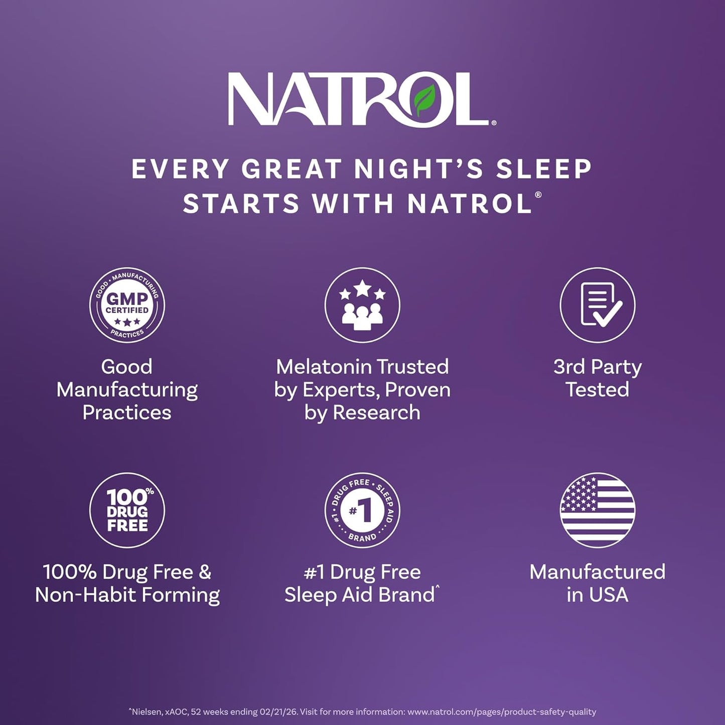 Natrol melatonino guminukai, 10 mg, braškių skonio