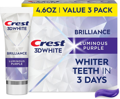 Crest 3D White Brilliance Luminous Purple balinanti dantų pasta, 3 vnt.