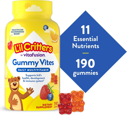 L’il Critters Gummy Vites kasdieniai multivitaminų guminukai vaikams su vitaminais C, D, A ir E, 190 guminukų