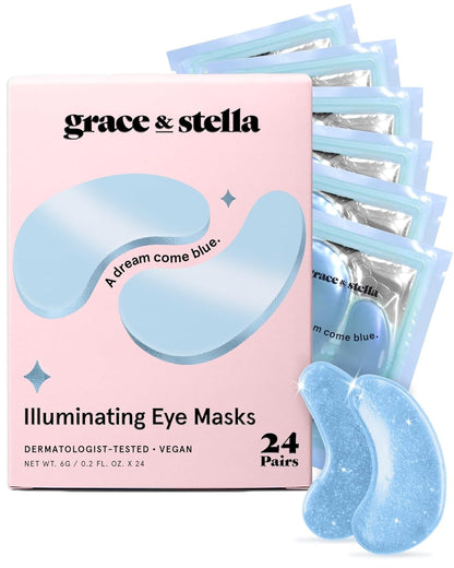 grace & stella Energizing paakių kaukės nuo paburkimo ir tamsių ratilų (24 poros)
