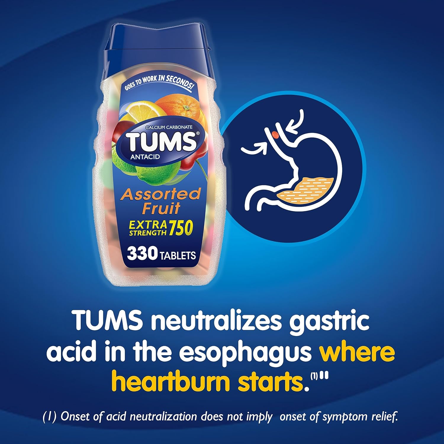TUMS kramtomosios antacidinės tabletės, kad sumažintų rėmenį