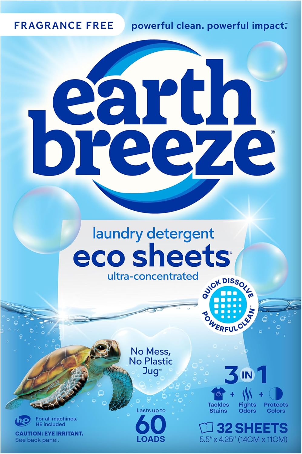 Earth Breeze ekologiški skalbimo lakšteliai, 30 lakštelių (iki 60 skalbimų)