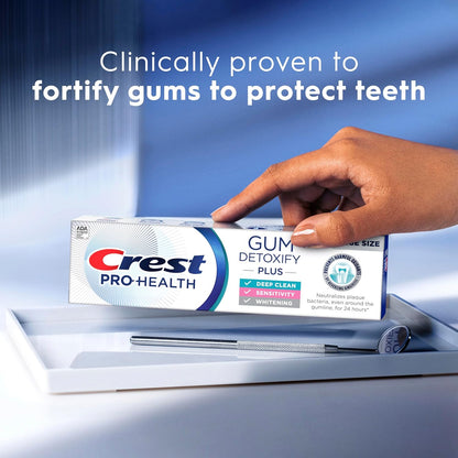 Crest Pro-Health Gum Detoxify Plus dantų pasta su fluoru, antibakterinė pasta dantenų sveikatai, jautrumo mažinimui, balinimui, apsaugai nuo ėduonies ir apnašų kontrolei (3 vnt.)