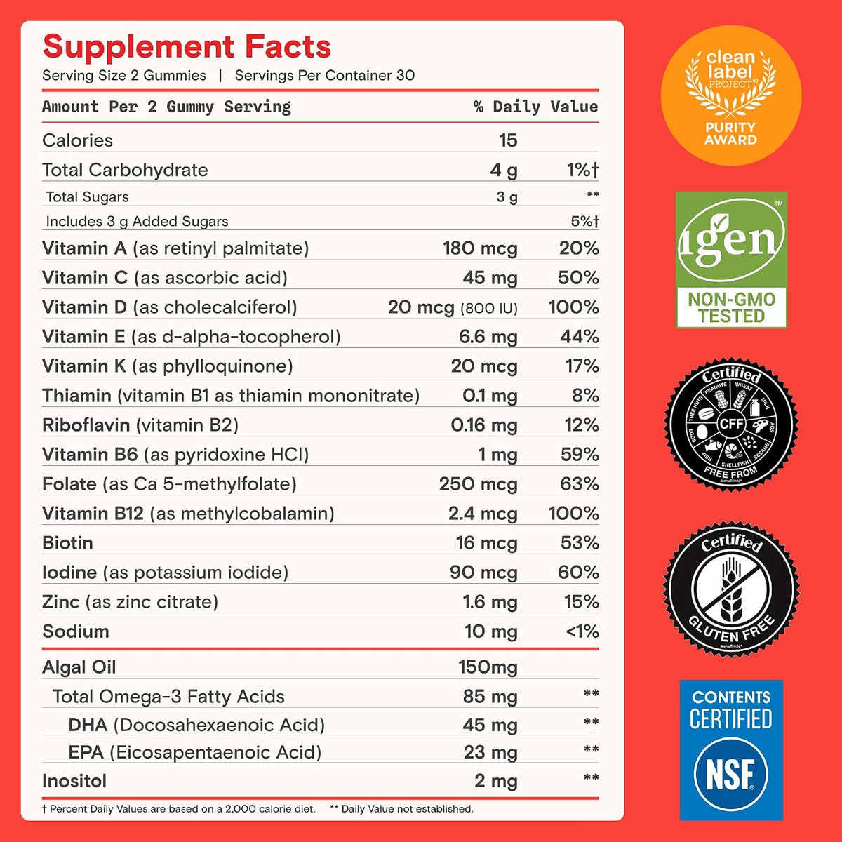 SmartyPants multivitaminų guminukai vaikams su Omega-3 žuvų taukais (EPA/DHA), vitaminais D3, C, B12, B6, A, K ir cinku, 120 guminukų