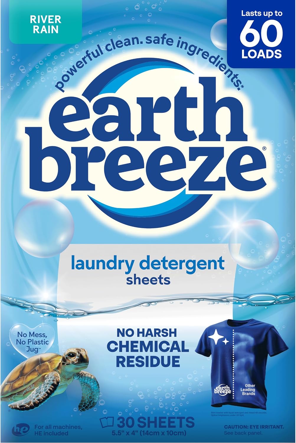 Earth Breeze ekologiški skalbimo lakšteliai, 30 lakštelių (iki 60 skalbimų)