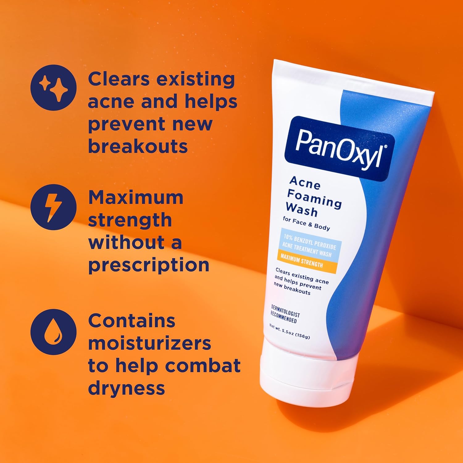 Panoxyl Putojantis prausiklis nuo spuogų, 10 % stiprumo benzoilo peroksidas, antimikrobinis