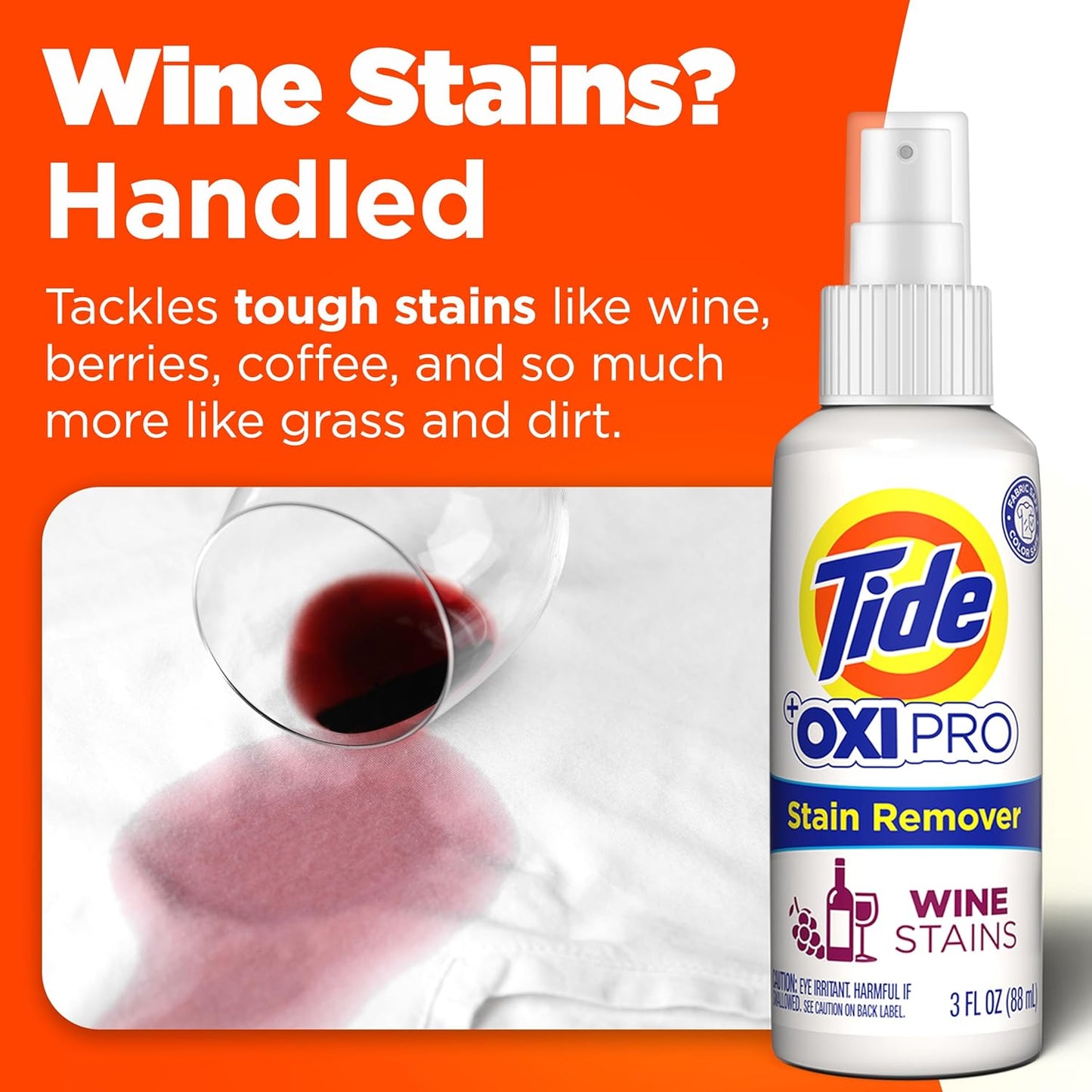 Tide OXI PRO dėmių valiklis vyno dėmėms – koncentruotas skalbinių dėmių šalinimo purškalas, 3 vnt.