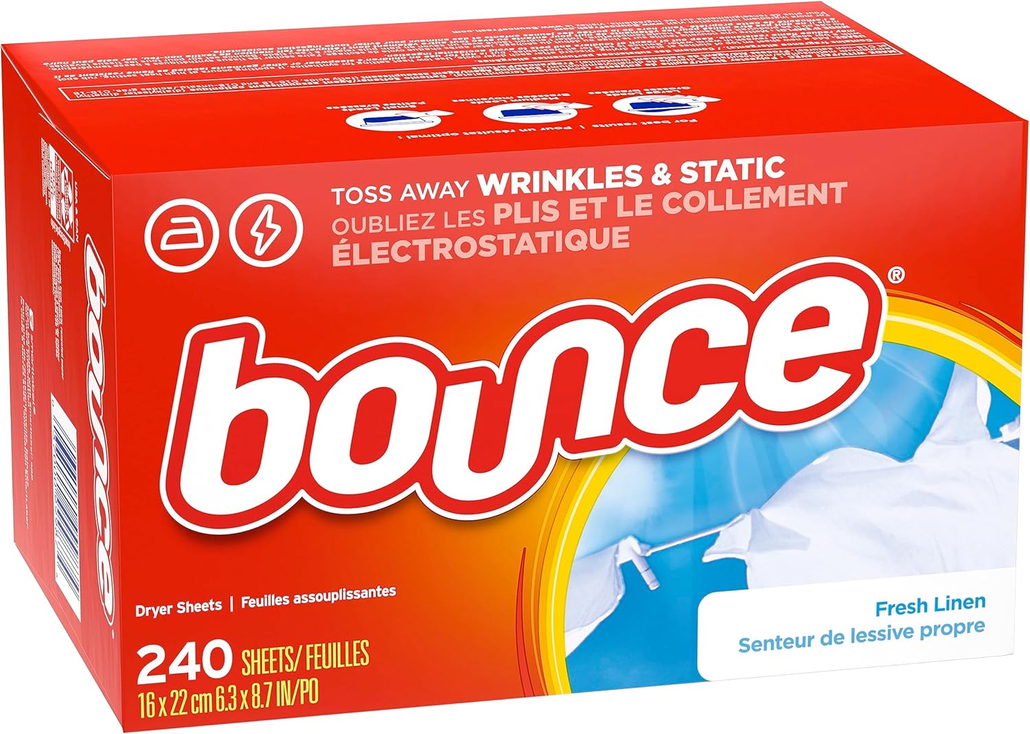 Bounce džiovyklės servetėlės, skalbinių audinių minkštiklis, 240 vnt.