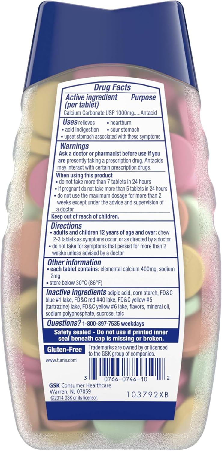TUMS Ultra Strength kramtomosios tabletės nuo rėmens ir rūgštingumo, vaisių skonio, 160 vnt.