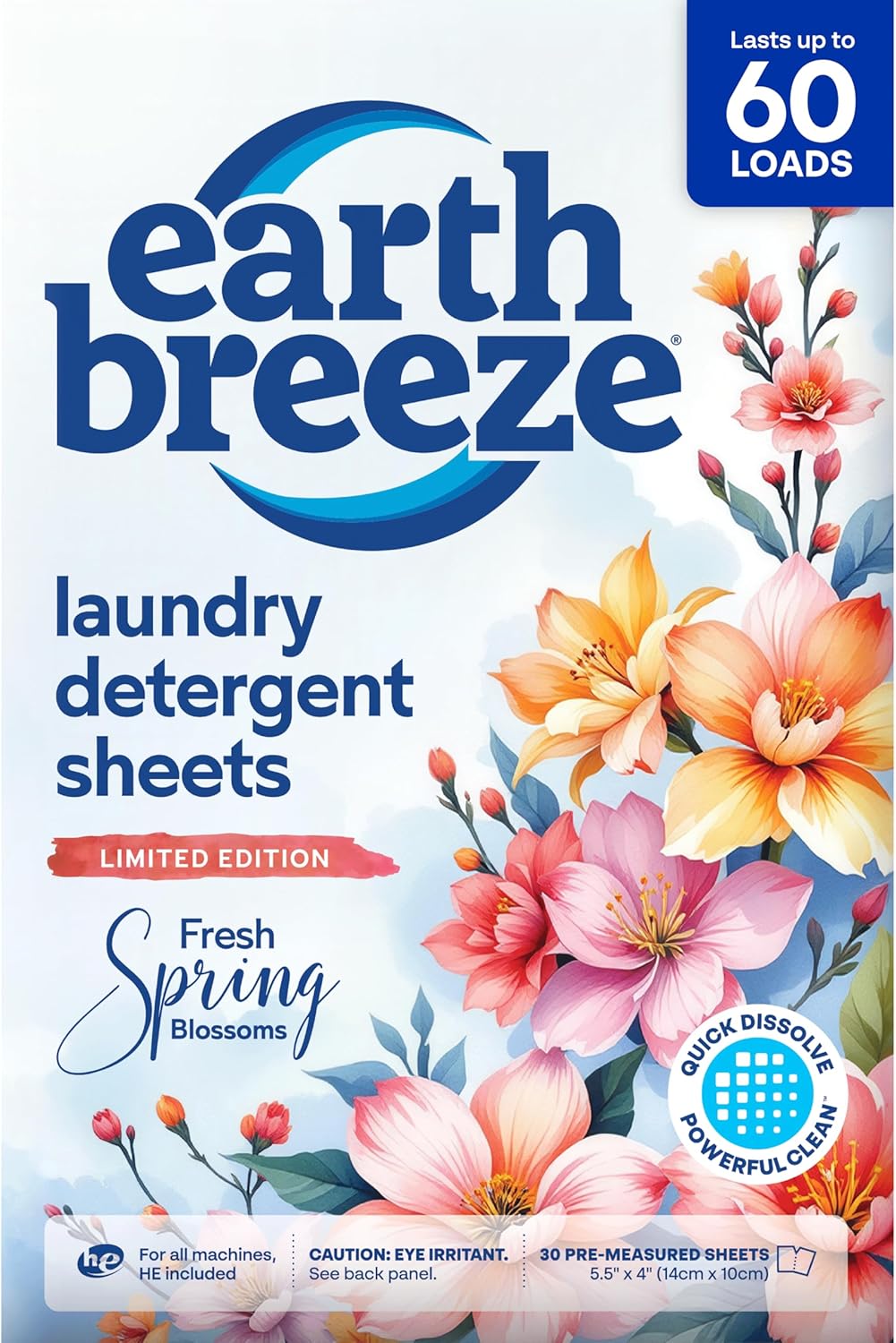 Earth Breeze ekologiški skalbimo lakšteliai, 30 lakštelių (iki 60 skalbimų)