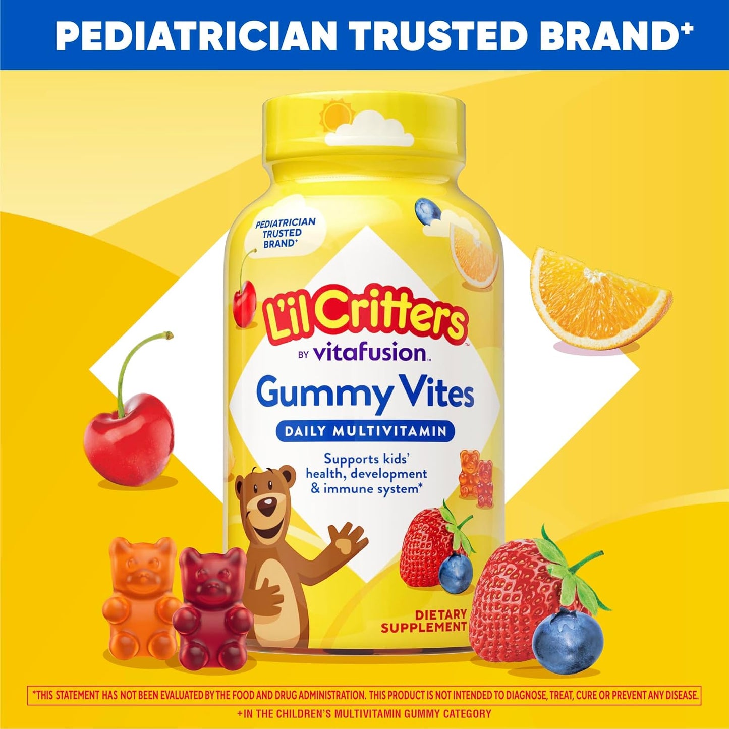 L’il Critters Gummy Vites kasdieniai multivitaminų guminukai vaikams su vitaminais C, D, A ir E, 190 guminukų